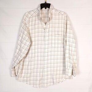 Turnbury Check Button Down Collar Shirt Cream Plaid L 33